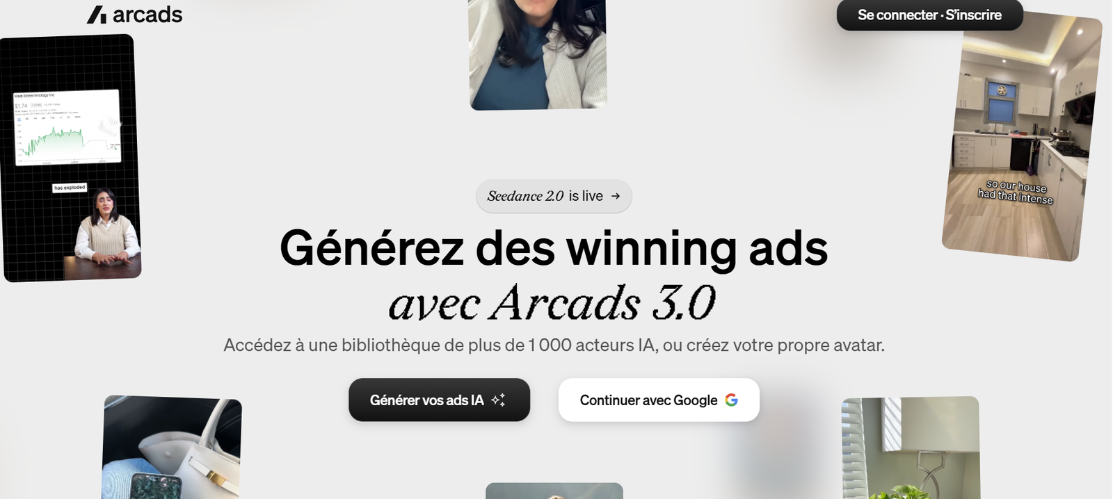 Arcads interface UGC vidéo IA publicité 2026