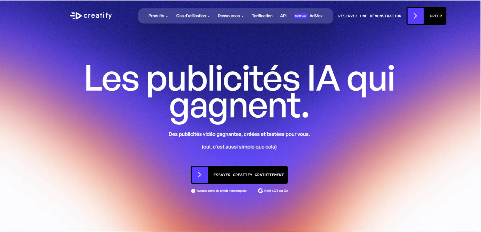 Interfaz de anuncios de video IA automáticos de Creatify 2026