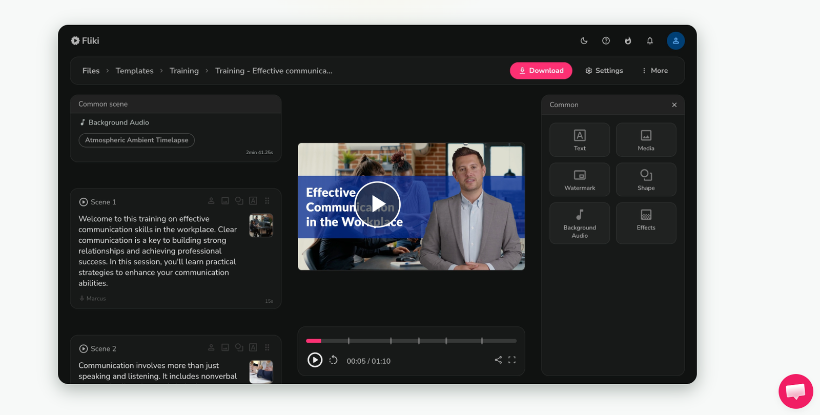 Fliki interface text-to-video IA voix-off 2026