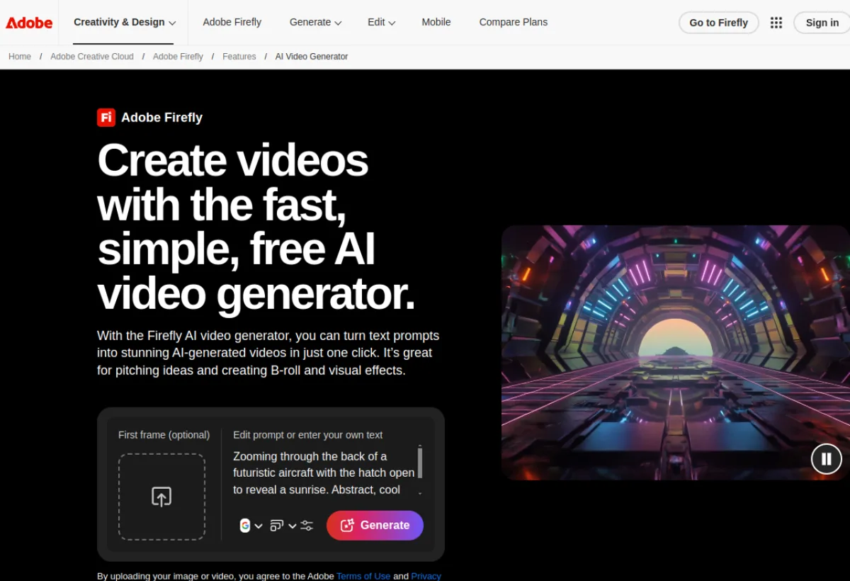 Adobe Firefly Video screenshot 2026