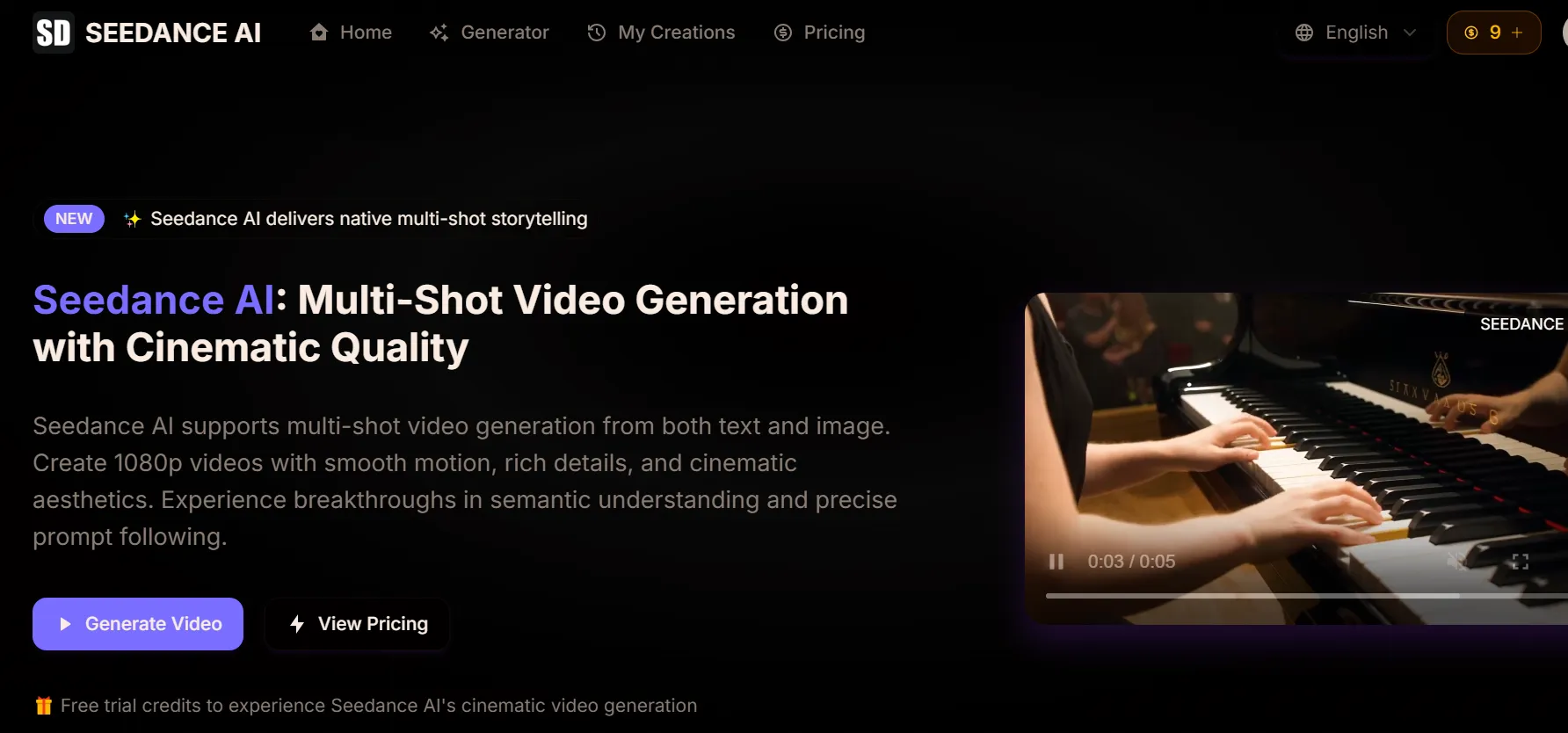 Seedance AI interface multi-shot 1080p 2026