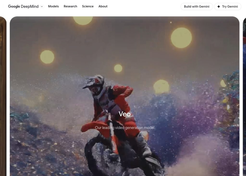 Capture de la page d'accueil de Google Veo 3 (deepmind.google)